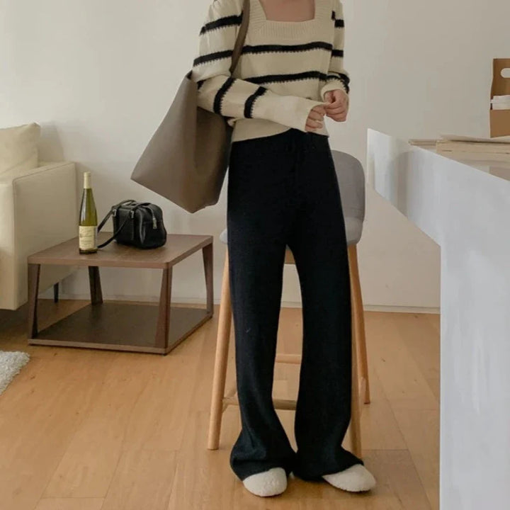 Pantalon en maille à laçage coupe droite