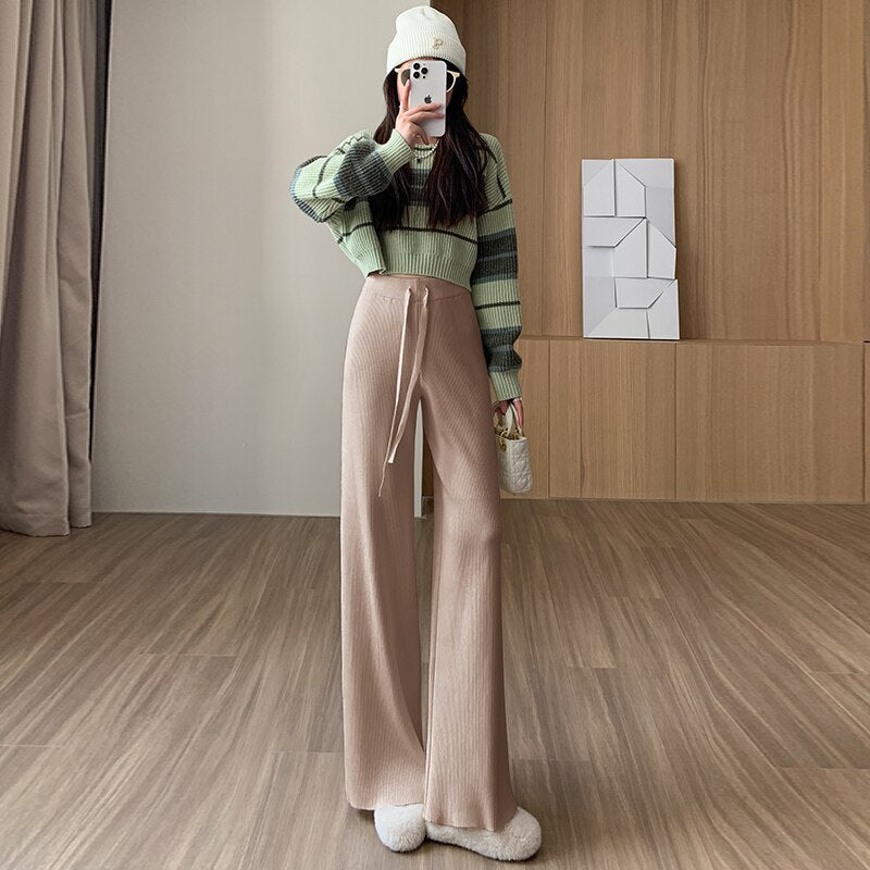 Pantalon ample en maille à laçage