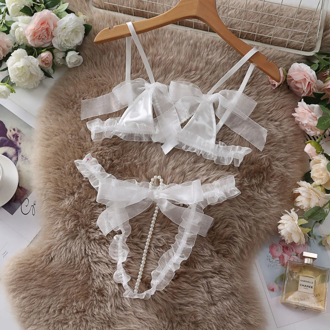 Ensemble de lingerie à perles et nœud