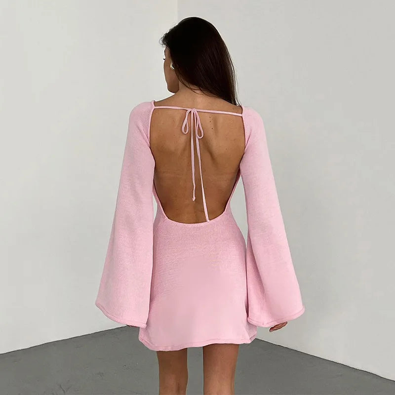 Robe en maille dos nu