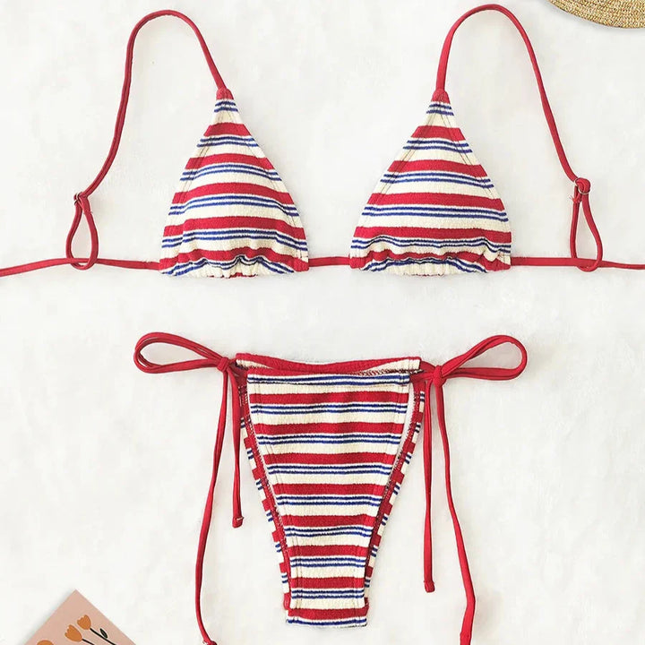 Maillot de bain 2 pièces à rayures