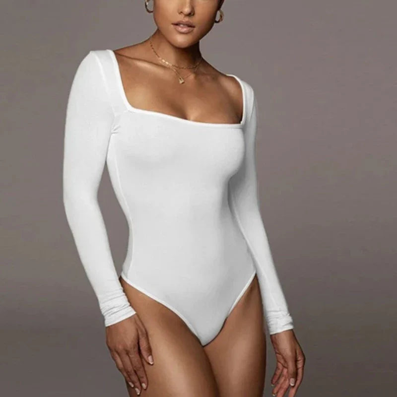 Body uni à décolleté carré