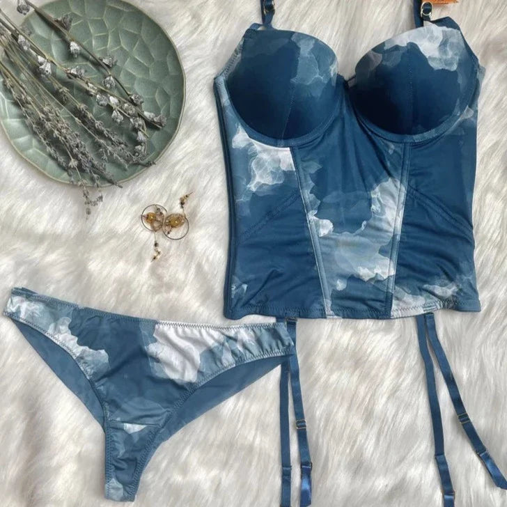 Ensemble de lingerie avec corset tie-dye