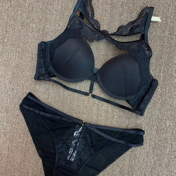 Ensemble de lingerie à soutien-gorge à applique en dentelle