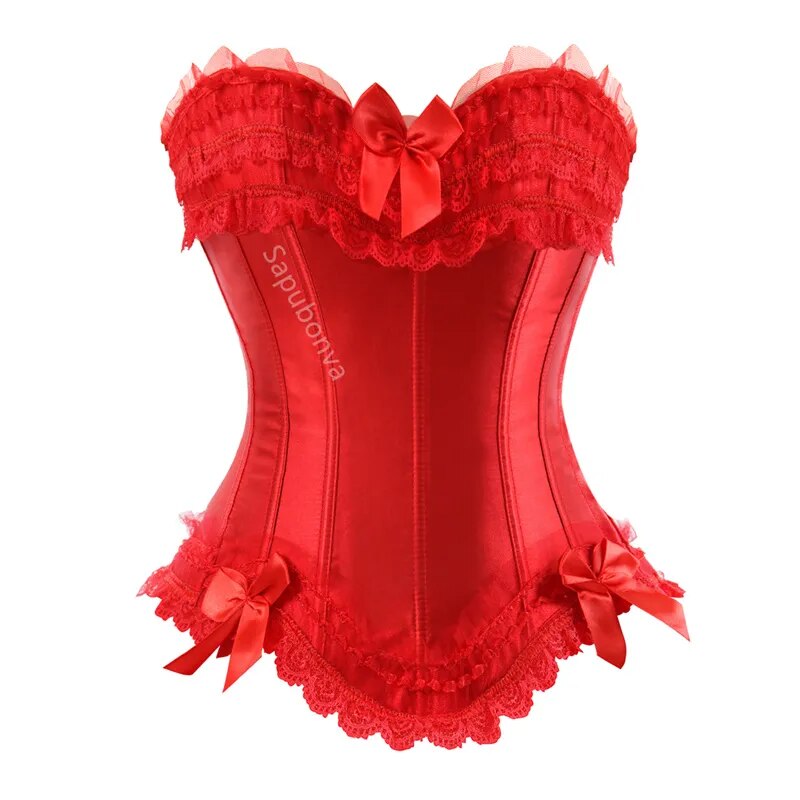 Corset élégant en satin grande taille à armatures sculptantes et dentelle raffinée
