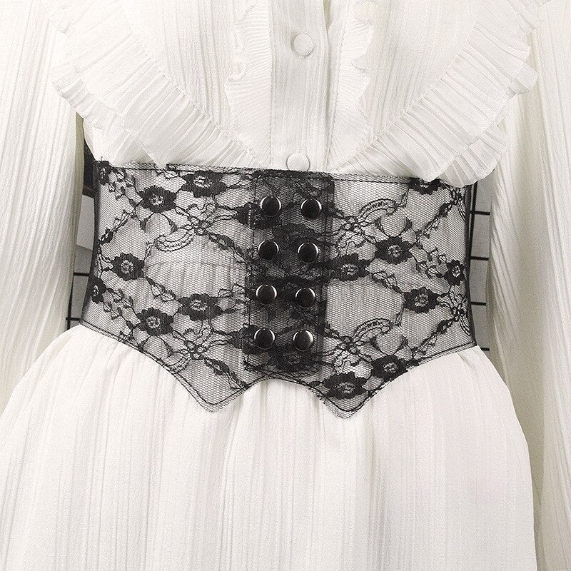 Corset en dentelle à laçage avant