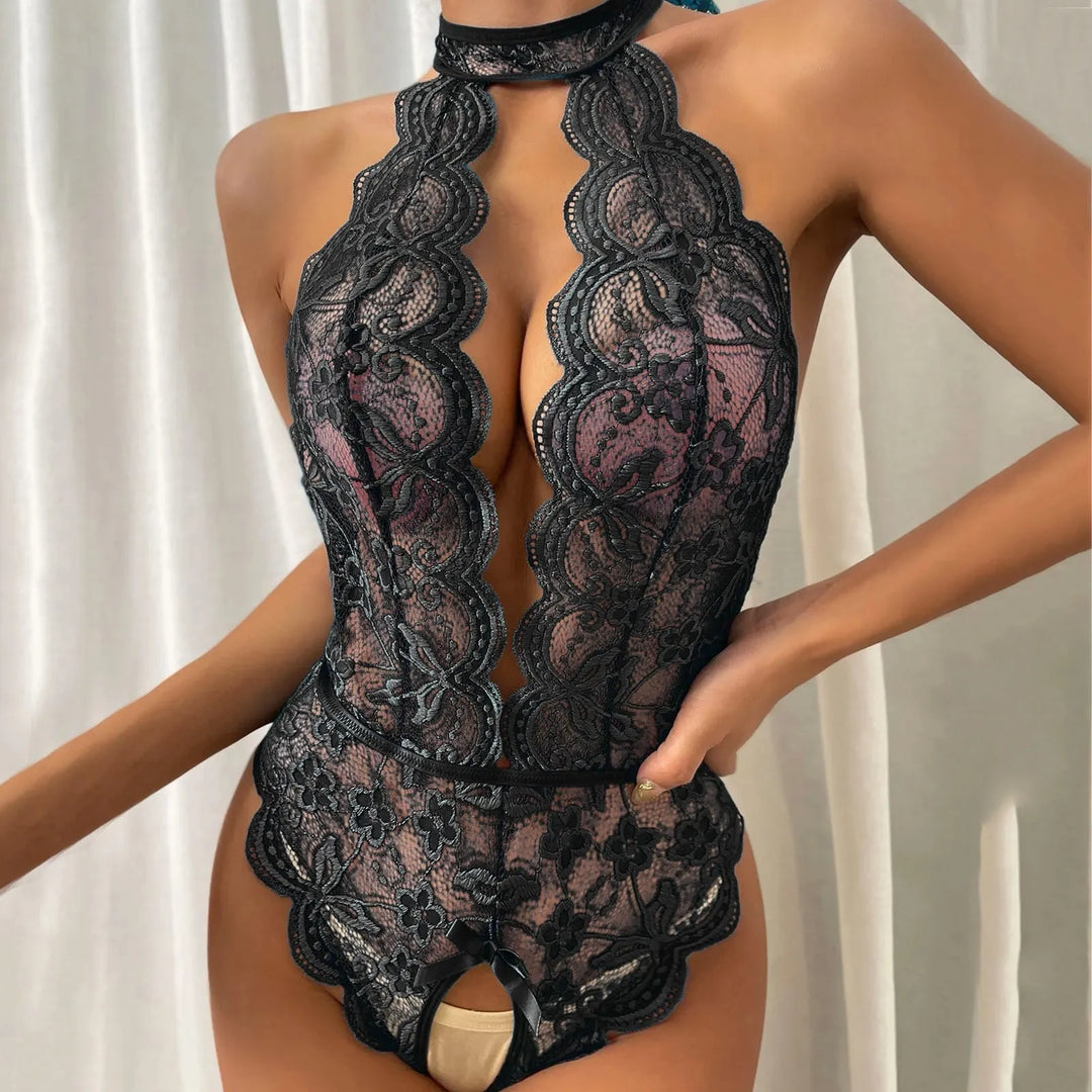 Body en dentelle à découpe