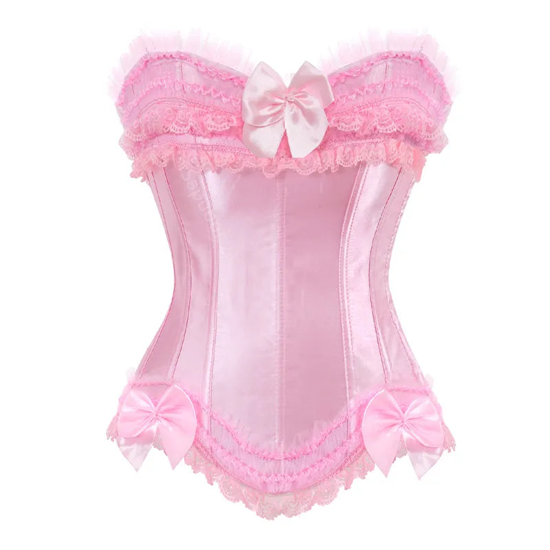 Corset élégant en satin grande taille à armatures sculptantes et dentelle raffinée