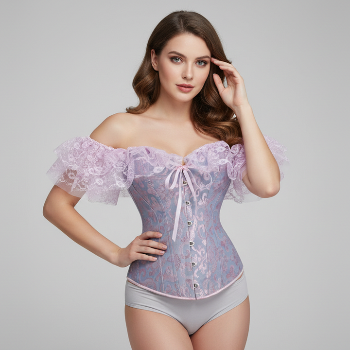 Corset overbust à décolleté espagnol et manches fluides