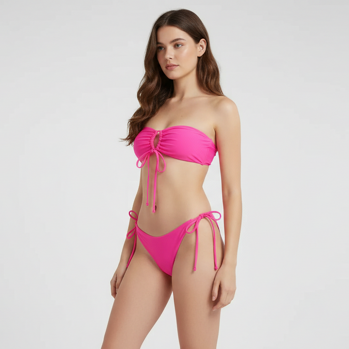 Maillot de bain bandeau 2 pièces à laçages