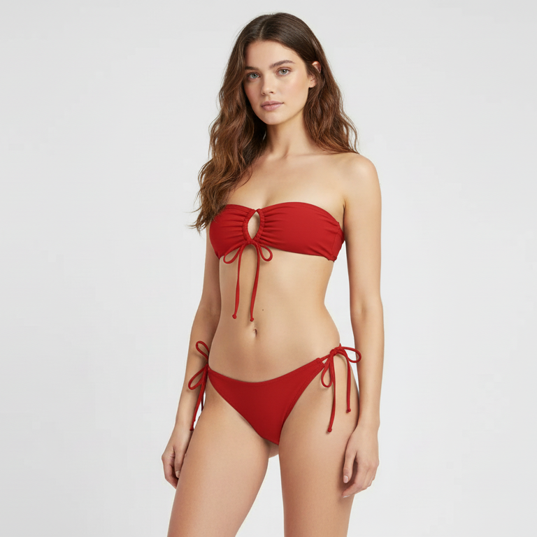 Maillot de bain bandeau 2 pièces à laçages