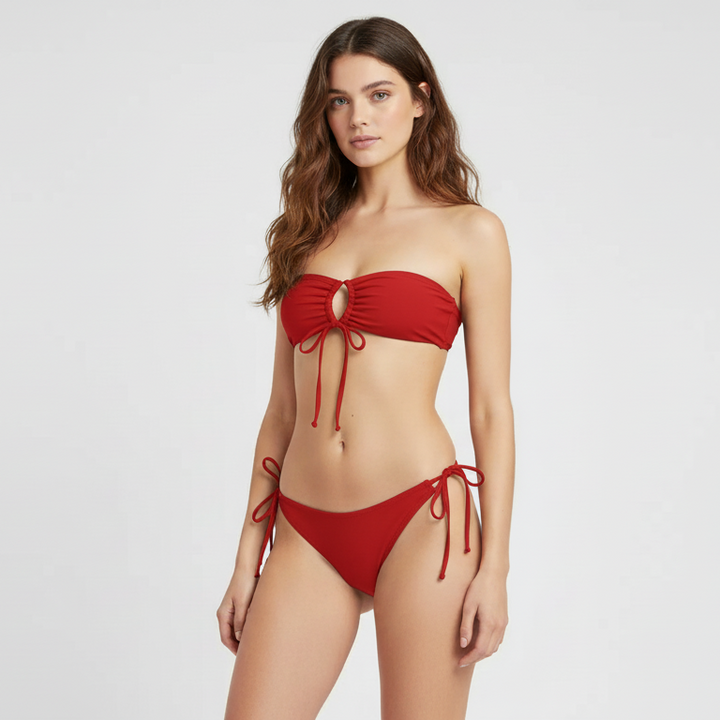 Maillot de bain bandeau 2 pièces à laçages