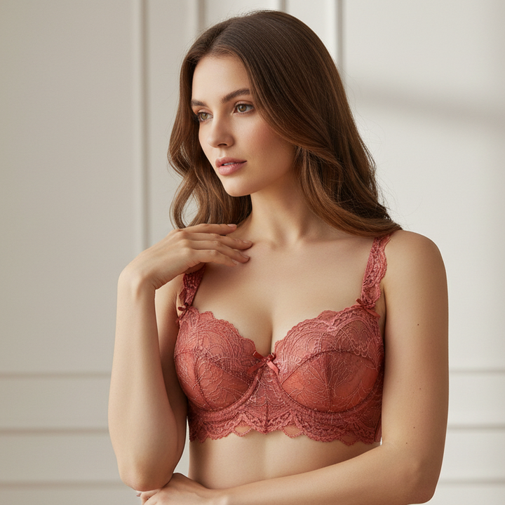 Soutien-gorge à armatures, dentelle raffinée et bretelles décoratives
