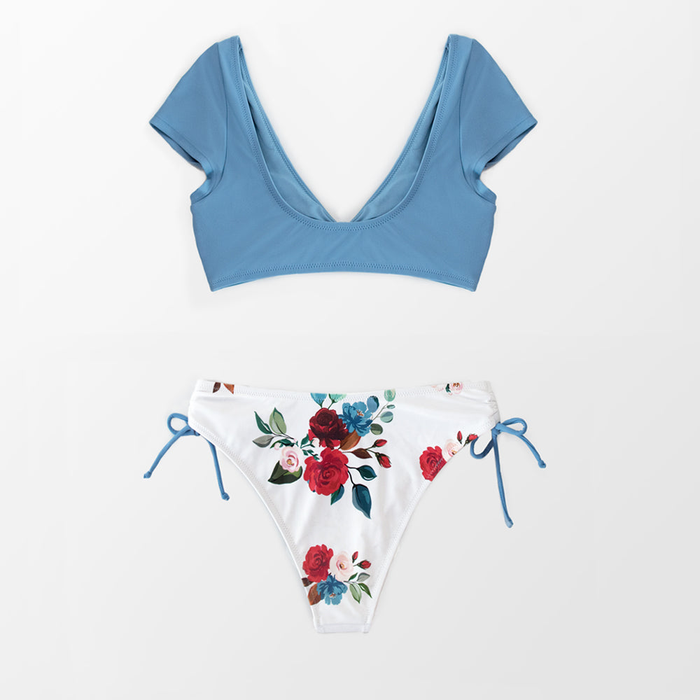 Maillot de bain deux pièces avec ceinture à nouer