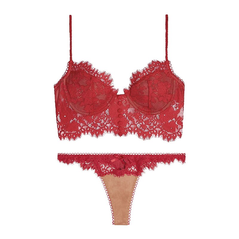 Un ensemble de sous-vêtements en dentelle avec un haut corset