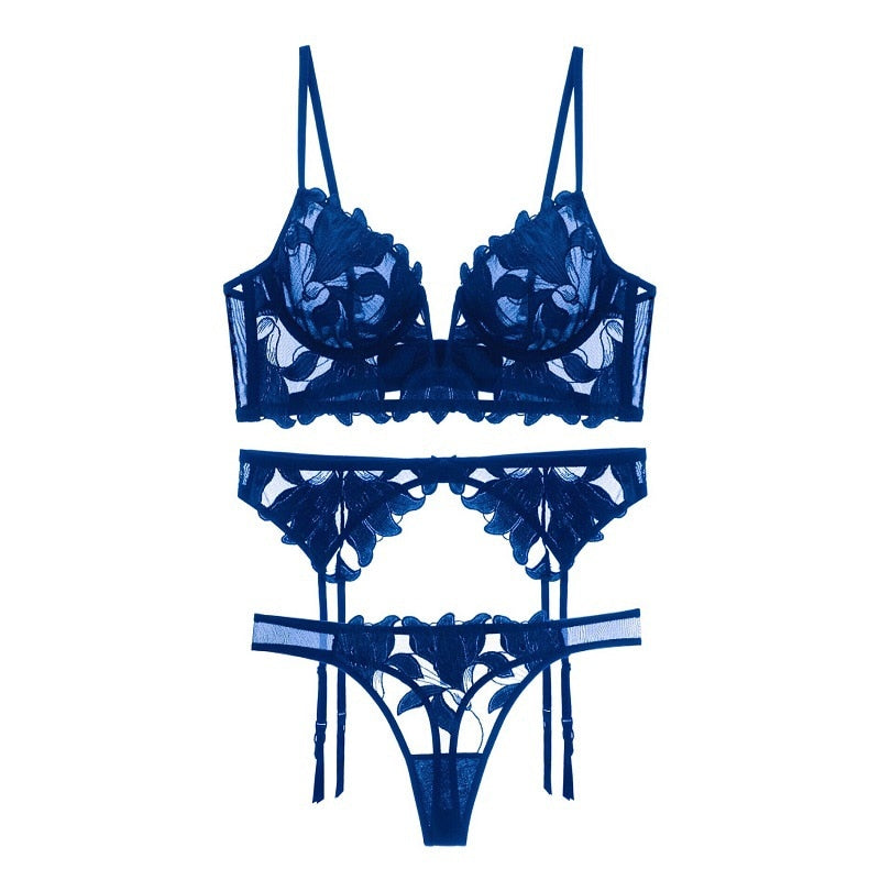 Ensemble de lingerie 3 pièces avec dentelle florale