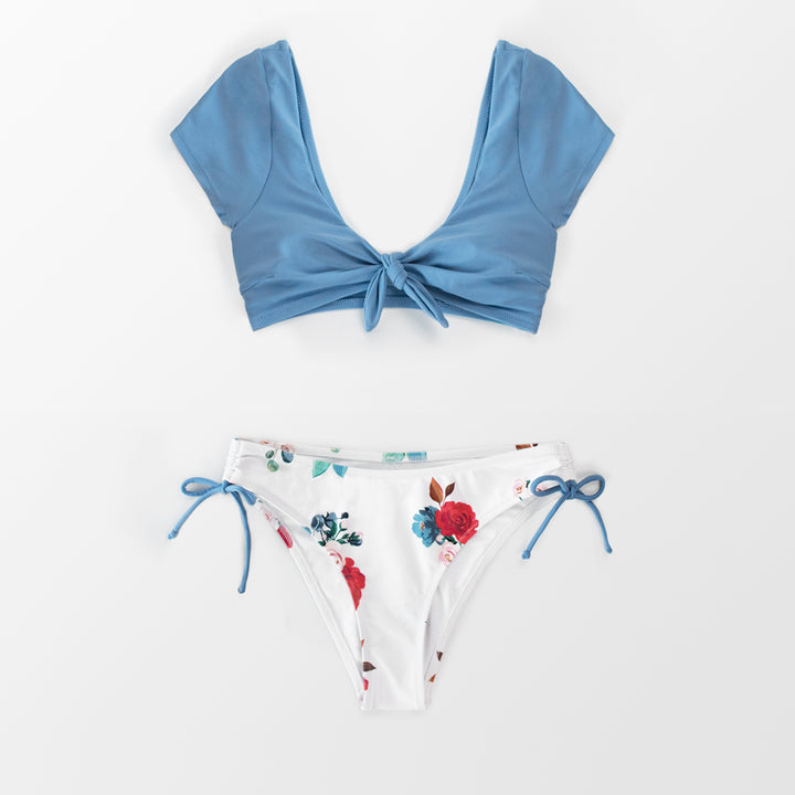 Maillot de bain deux pièces avec ceinture à nouer