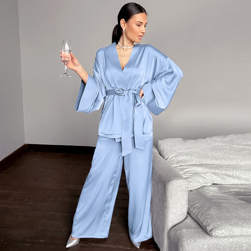 Pyjama long en satin