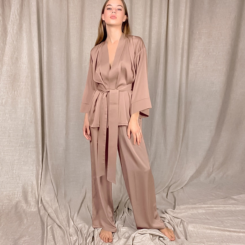 Pyjama long en satin