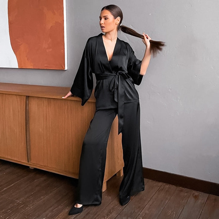 Pyjama long en satin