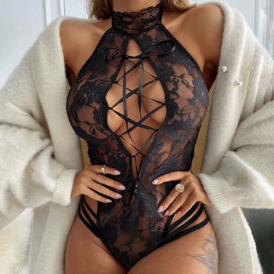 Body en dentelle avec un lien