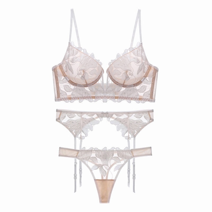 Ensemble de lingerie 3 pièces avec dentelle florale