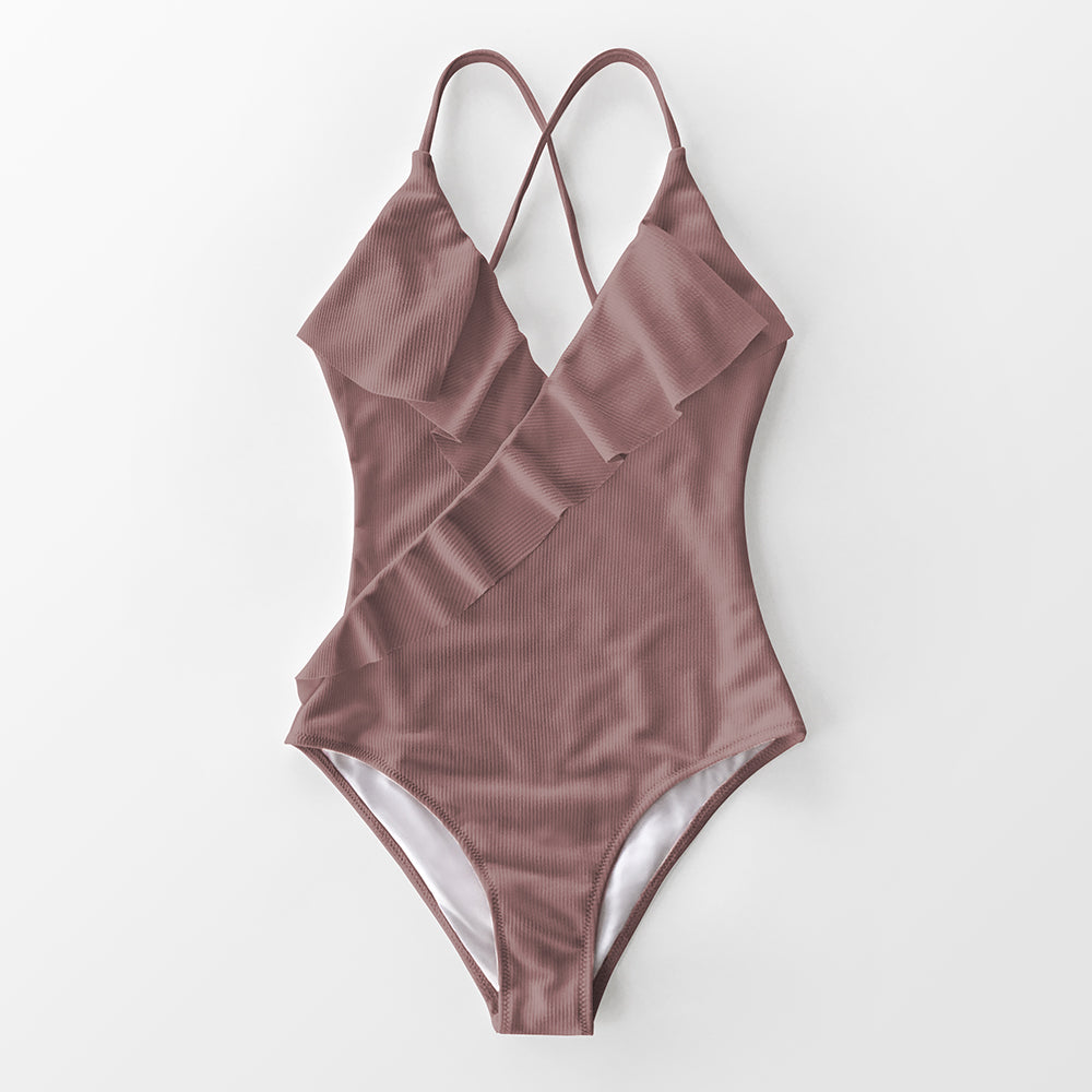 Maillot de bain une pièce à volant