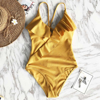 Maillot de bain une pièce à volant