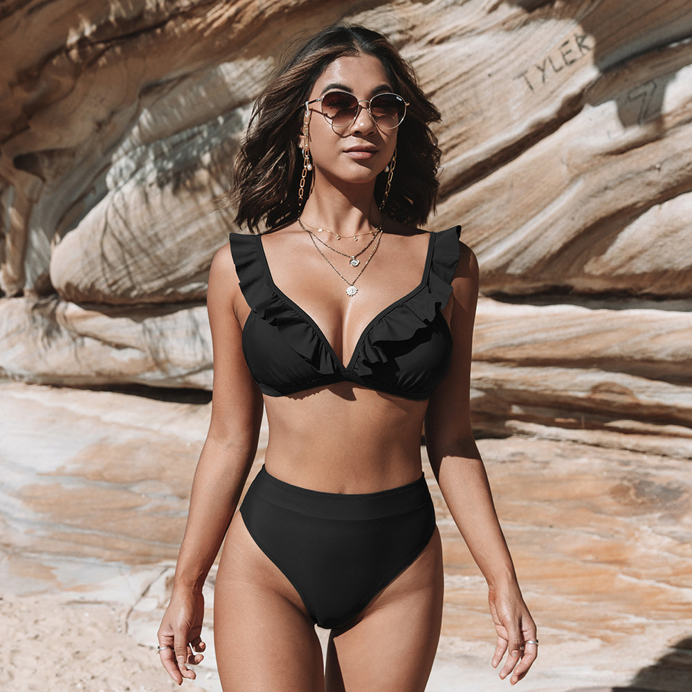 Maillot de bain deux pièces à volant