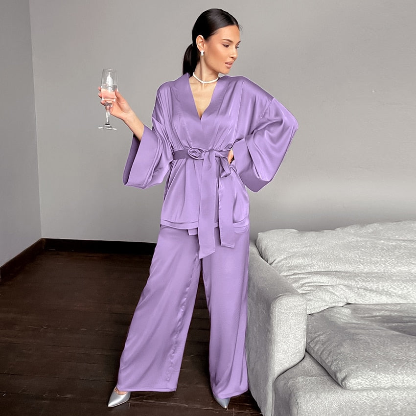 Pyjama long en satin