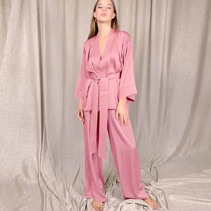 Pyjama long en satin