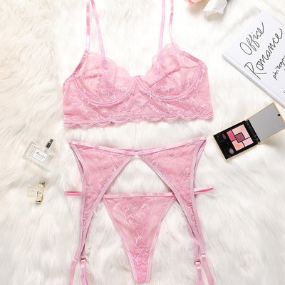 Ensemble de lingerie en dentelle 3 pièces