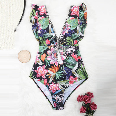 Maillot de bain une pièce à volant
