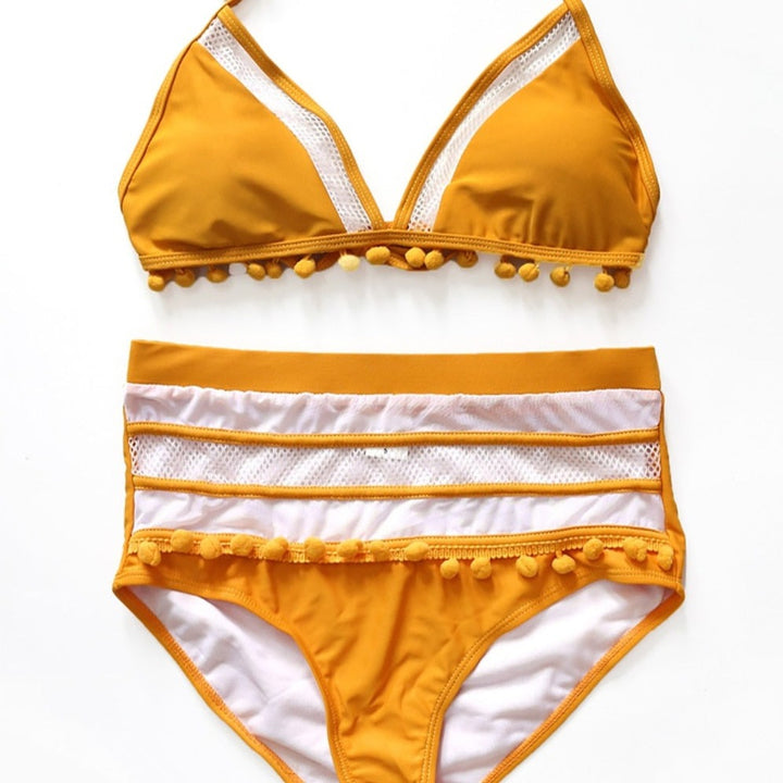 Maillot de bain deux pièces à pompons